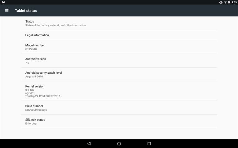 Galaxy Tab 10.1 P7510, P7500 android 7.1.1